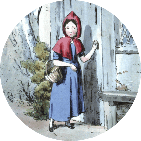 Red Riding Hood knowking on her grandmother's door